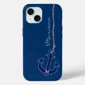 Aangepaste Nautical Blue Anchor Case-Mate iPhone Case (Achterkant)