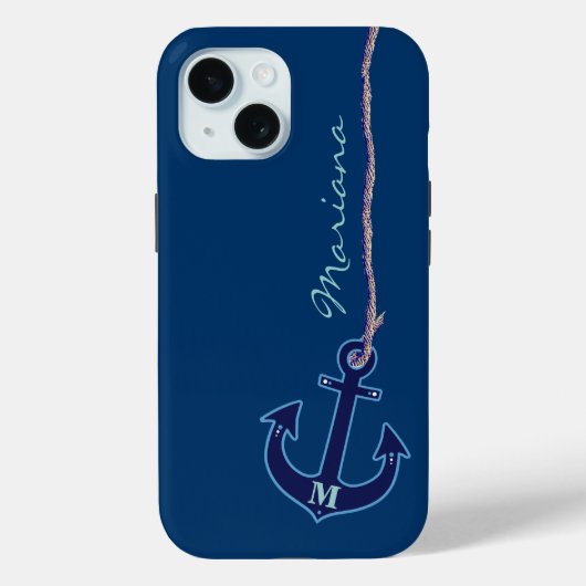 Aangepaste Nautical Blue Anchor Case-Mate iPhone Case (Achterkant)
