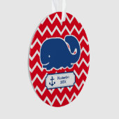 Aangepaste Nautical Blue Whale Anchor Chevron Ornament (voorkant)