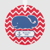 Aangepaste Nautical Blue Whale Anchor Chevron Ornament (achterkant)