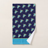 Aangepaste Nautical Coastal Zee Turtle Blauwgroen Bad Handdoek (Handdoek)