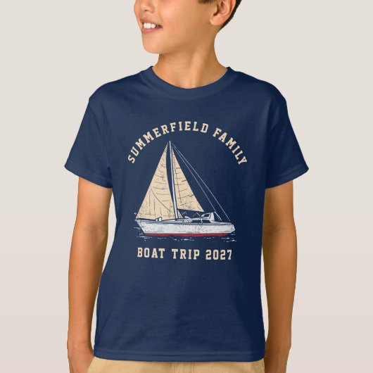 Aangepaste Nautical Matching Family Boat Trip Boys T-shirt (Voorkant)