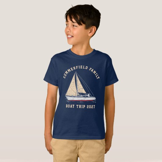 Aangepaste Nautical Matching Family Boat Trip Boys T-shirt (Voorkant volledig)