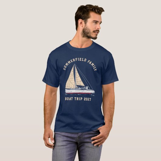 Aangepaste Nautical Matching Family Boat Trip T-shirt (Voorkant volledig)