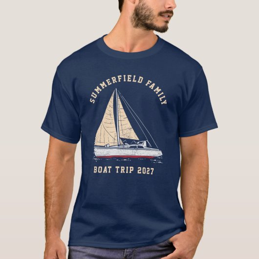 Aangepaste Nautical Matching Family Boat Trip T-shirt (Voorkant)