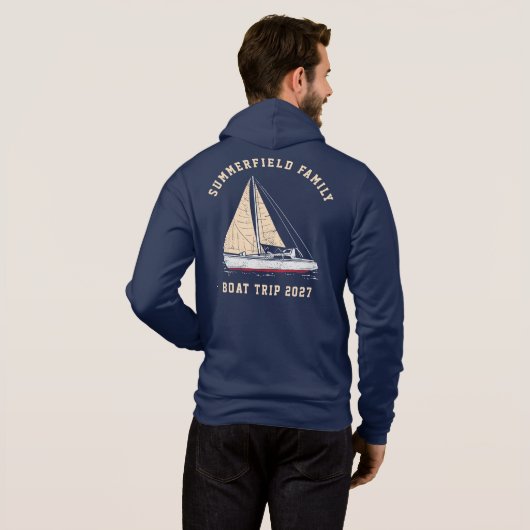 Aangepaste Nautical Matking Family Annual Boat Tri Hoodie (Achterkant volledig)