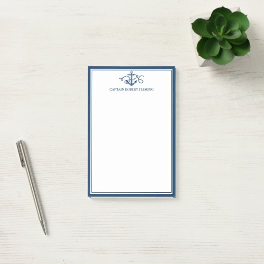 Aangepaste Nautical Navy Blue Anchor Post-it® Notes (Kantoor)