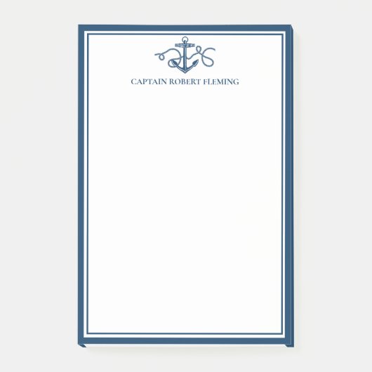 Aangepaste Nautical Navy Blue Anchor Post-it® Notes (Voorkant)