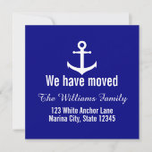 Aangepaste Nautical Navy Blue Moving Announcement Aankondiging (Voorkant)