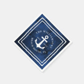 Aangepaste Nautical Navy Blue White Anchor Servet (Hoek)