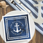 Aangepaste Nautical Navy Blue White Anchor Servet