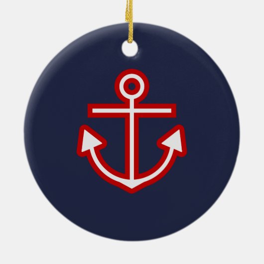 Aangepaste Nautical Navy White Stripes Keramisch Ornament (Achterkant)