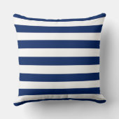 Aangepaste Nautical Navy White Stripes Kussen (Achterkant)