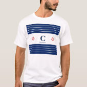 Aangepaste Nautical Navy White Stripes T-shirt (Voorkant)