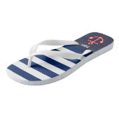 Aangepaste Nautical Navy White Stripes Teenslippers (Schuin)