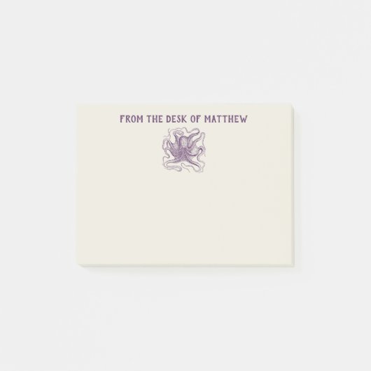 Aangepaste Nautical Octopus Paars en Cream Post-it® Notes (Voorkant)