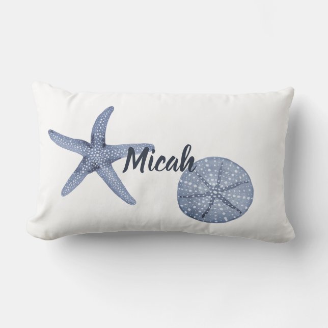 Aangepaste Nautical Pillow Blue Waterverf Kussen (Voorkant)