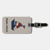 Aangepaste Nautical Sailboat Blue/Tan Boy's Bagagelabel (Voorkant horizontaal)