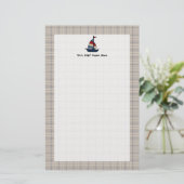 Aangepaste Nautical Sailboat Blue/Tan Boy's Briefpapier (Staand voorkant)