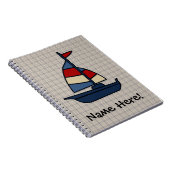 Aangepaste Nautical Sailboat Blue/Tan Boy's Notitieboek (Rechterzijde)