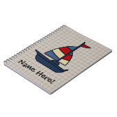 Aangepaste Nautical Sailboat Blue/Tan Boy's Notitieboek (Linkerzijde)
