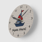 Aangepaste Nautical Sailboat Blue/Tan Boy's Ronde Klok (Hoek)
