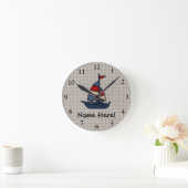Aangepaste Nautical Sailboat Blue/Tan Boy's Ronde Klok (Huis)