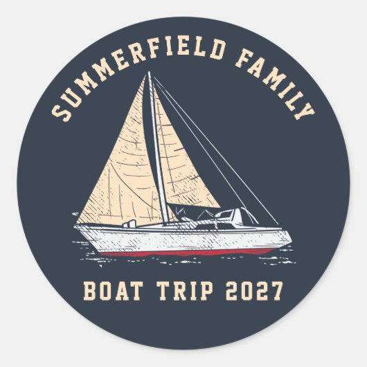 Aangepaste Nautical Sailing Matching Family Boat T Ronde Sticker (Voorkant)