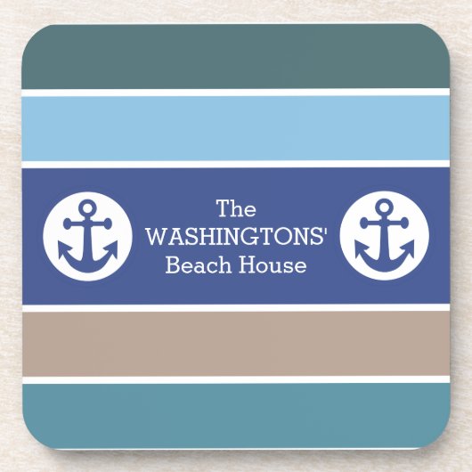 Aangepaste Nautical Stripes onderzetter set (Voorkant)