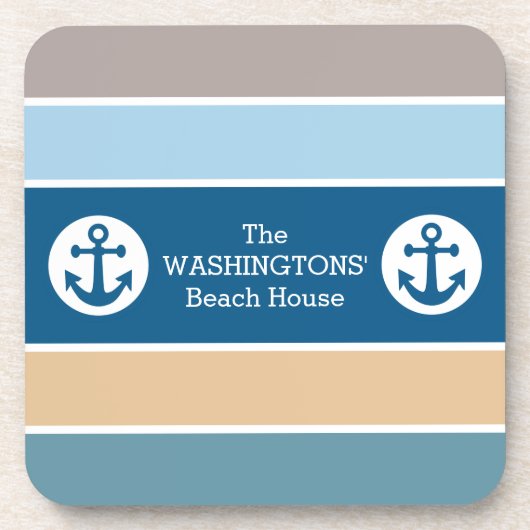 Aangepaste Nautical Stripes onderzetter set (Voorkant)