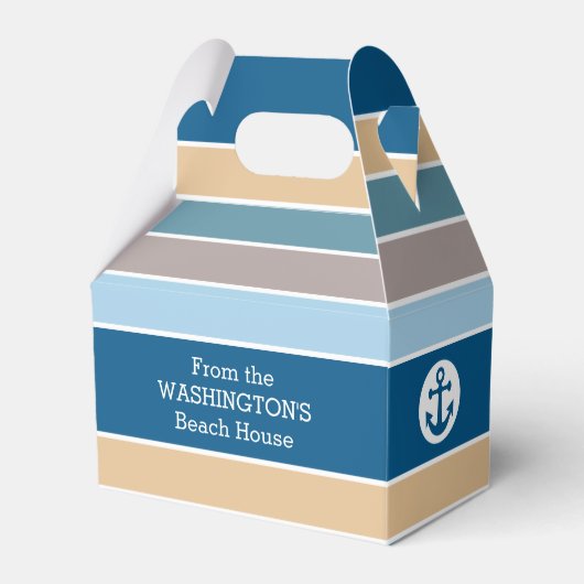 Aangepaste Nautical Stripes-vakken Bedankdoosjes (Voorkant Zijde)