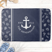 Aangepaste Nautical White Navy Blue Anchor Badmat
