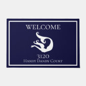 Aangepaste Nautical White Navy Blue Mermaid Doorma Deurmat (Voorkant)