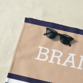 Aangepaste Nautische anker blauwe strepen beige bu Strandlaken (In situ)