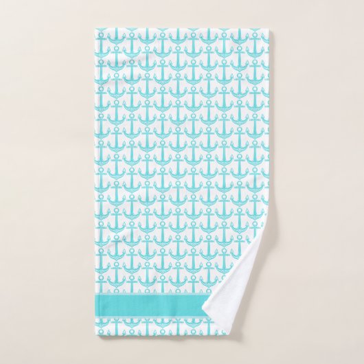 Aangepaste Nautische Anker Blauwgroen Badkamer Bla Bad Handdoek (Handdoek)