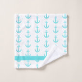 Aangepaste Nautische Anker Blauwgroen Badkamer Bla Bad Handdoek (Wasdoekje)