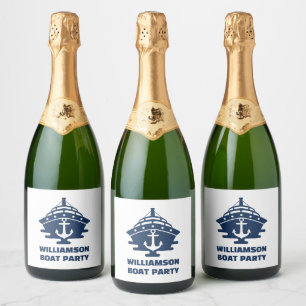 Aangepaste nautische anker boot feest sparkling wijnetiket