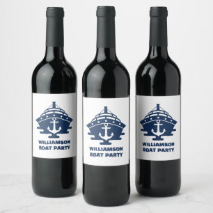 Aangepaste nautische anker boot feest wijn etiket