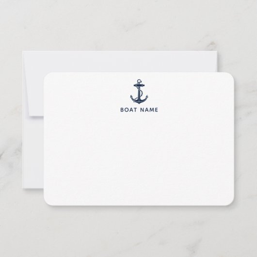 Aangepaste Nautische Anker Boot Naam Cruise Crew Bedankkaart (Voorkant)