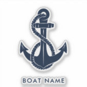 Aangepaste Nautische Anker Boot Naam Marine Blauw Sticker (Voorkant)