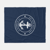 Aangepaste Nautische Anker Boot Naam Navy Blue Boa Fleece Deken (Voorkant (Horizontaal))