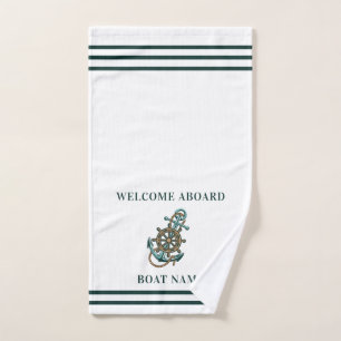 Aangepaste nautische anker bootnaam Elegant Handdoek