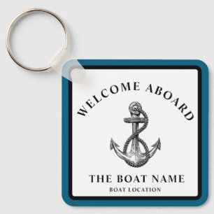 Aangepaste nautische anker – bootnaam en locatie sleutelhanger
