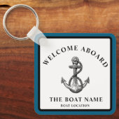 Aangepaste nautische anker – bootnaam en locatie sleutelhanger (Voorkant)