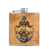 Aangepaste Nautische Anker en Wiel Heupfles (Voorkant)