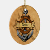 Aangepaste Nautische Anker en Wiel Keramisch Ornament (Rechts)