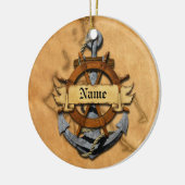 Aangepaste Nautische Anker en Wiel Keramisch Ornament (Links)