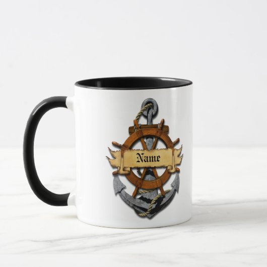 Aangepaste Nautische Anker en Wiel Mok (Links)