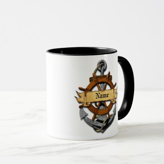 Aangepaste Nautische Anker en Wiel Mok (Voorkant rechts)