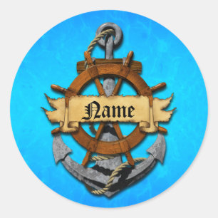 Aangepaste Nautische Anker en Wiel Ronde Sticker